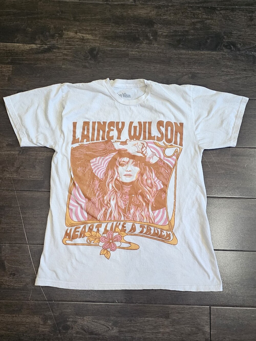 Lainey Wilson Graphic Tee - White with Orange Print